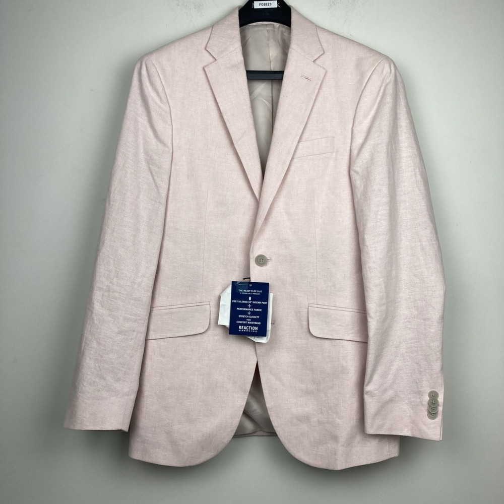Kenneth Cole Mens Slim fit Suit Jacket Blazer 36 R Light Pink Solid Stretch
